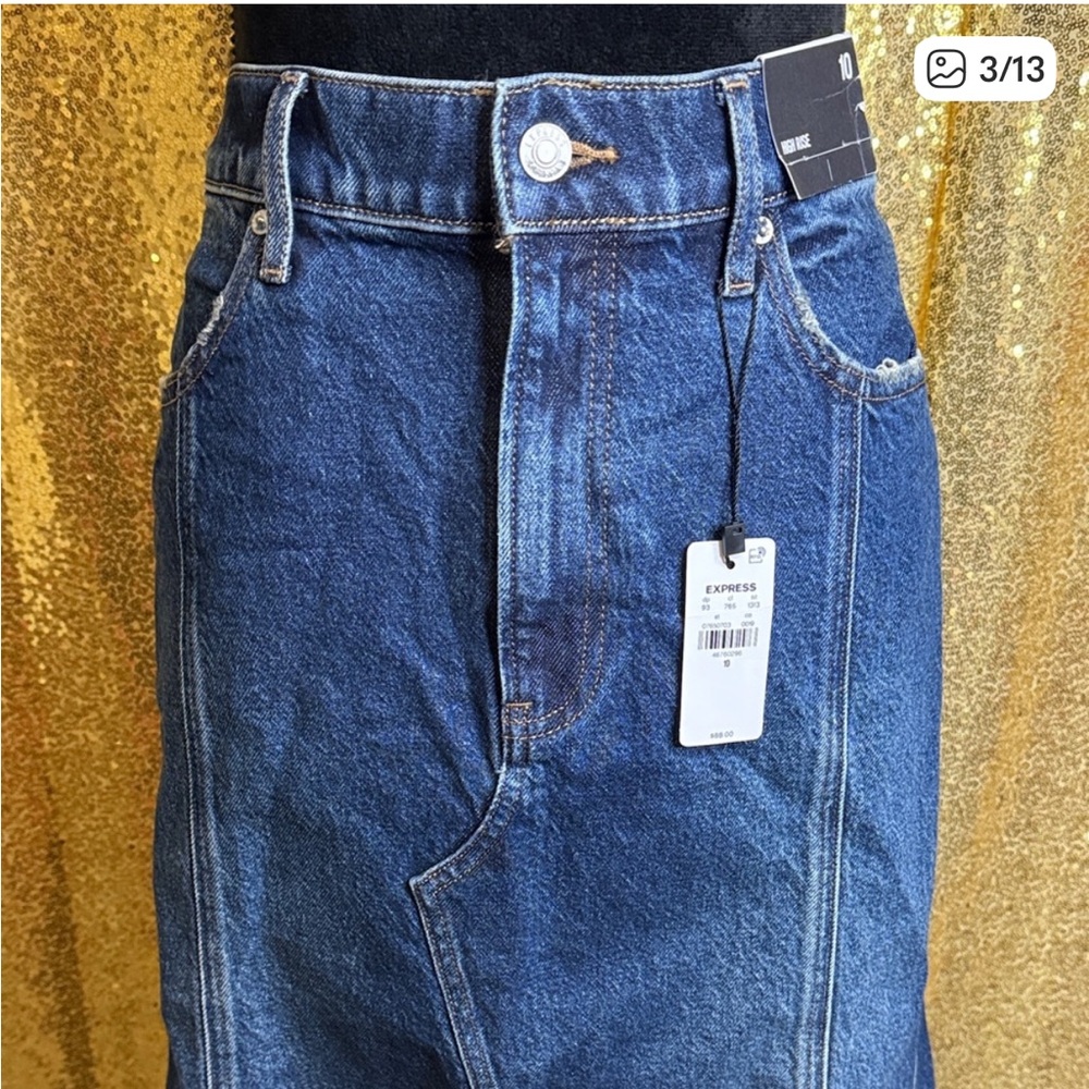 Express Blue Denim Midi Skirt - Picture 2 of 4